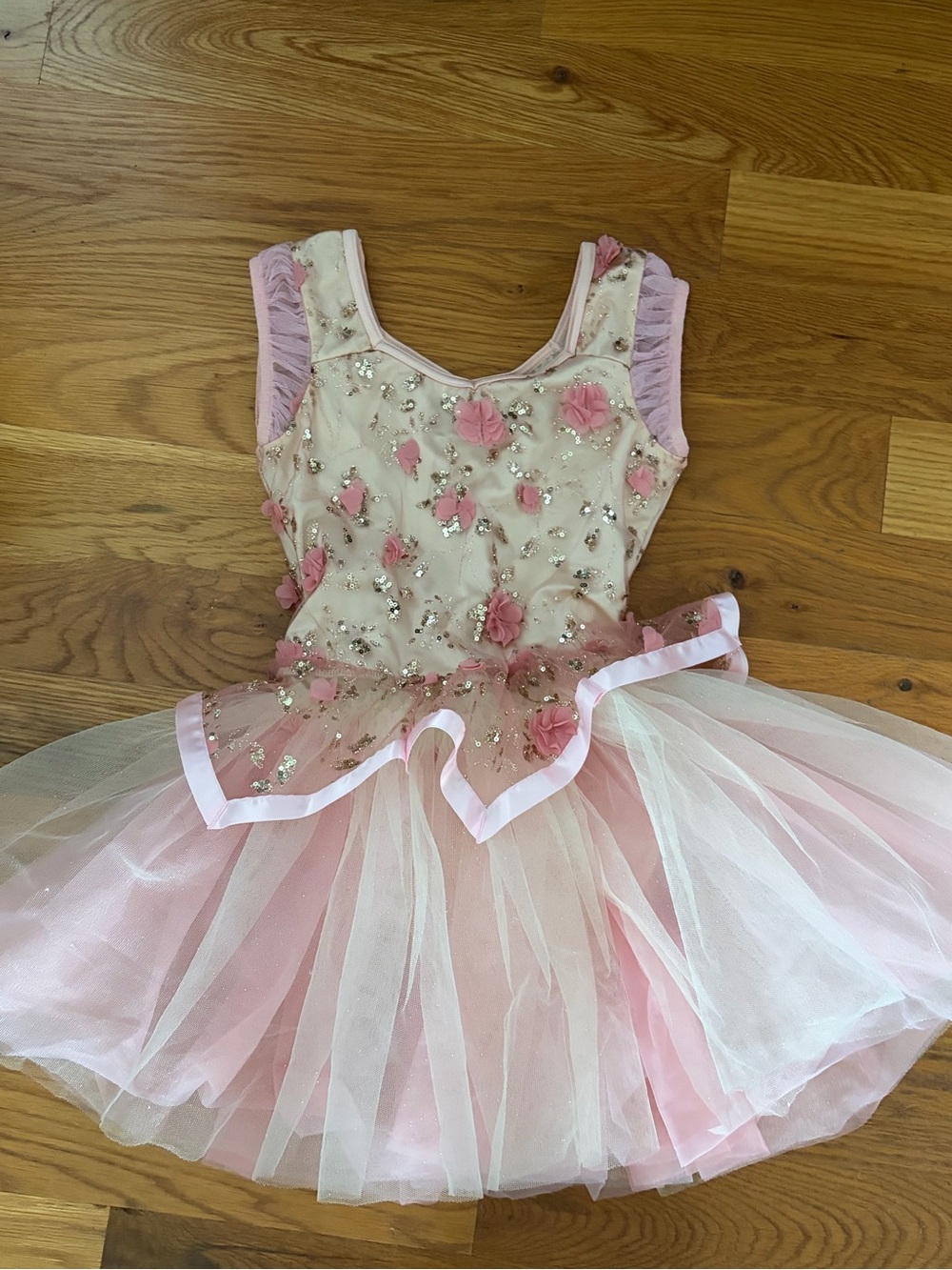 Girls Pink Floral Tulle Ballet Costume Dress